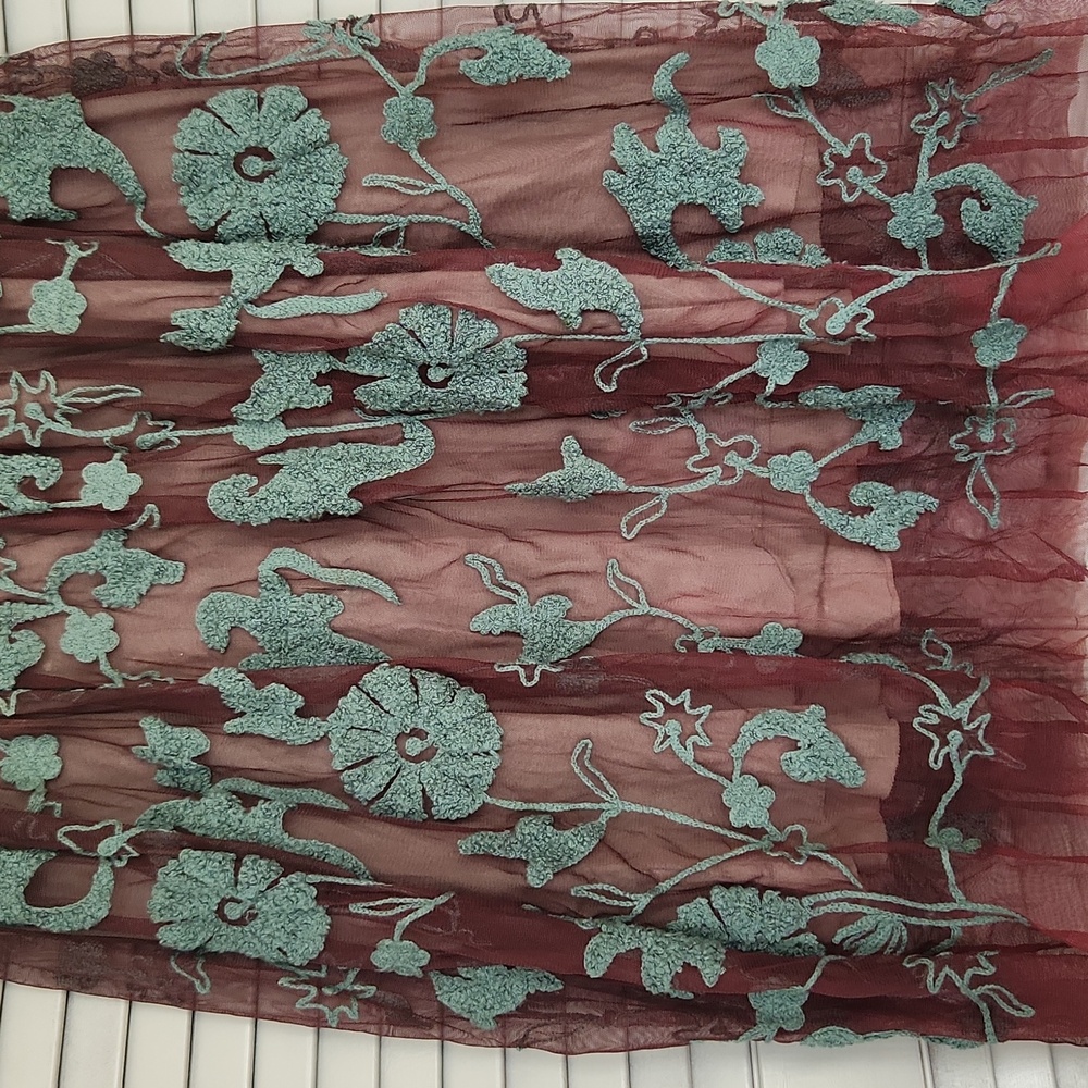 Chan Luu Whimsy Floral Mesh Tulle Fairy Boho Hippie Midi Skirt Forest Whimsical - Picture 3 of 16